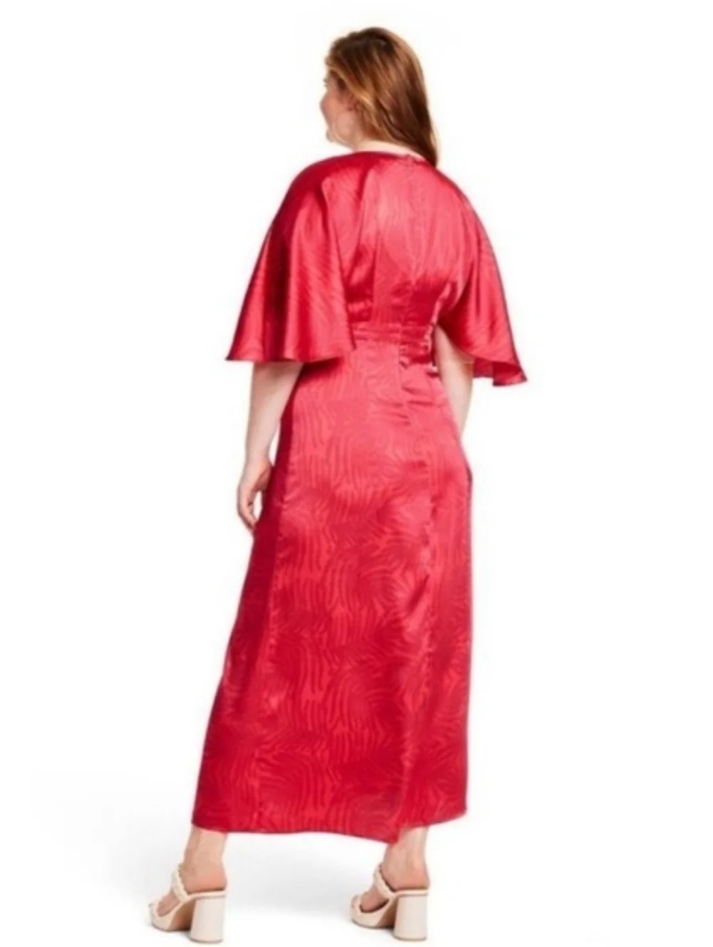 Fe Noel x Target Womens Plus Size Red Satin Maxi Dress. Sz 22 Beach - Picture 5 of 9